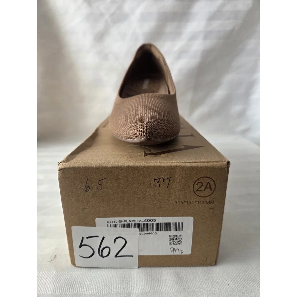 VIVAIA Pointed Toe Knit Wedge Pumps Brown Sustainable Shoes Size 37 US 6.5